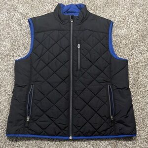Lands' End Women's Black and Blue Quilted Vest. Size M (10-12)